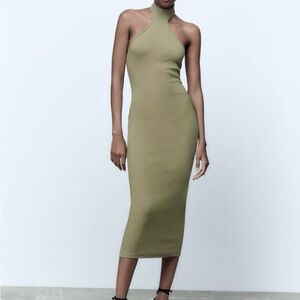 Zara Halter Bodycon Midi Dress